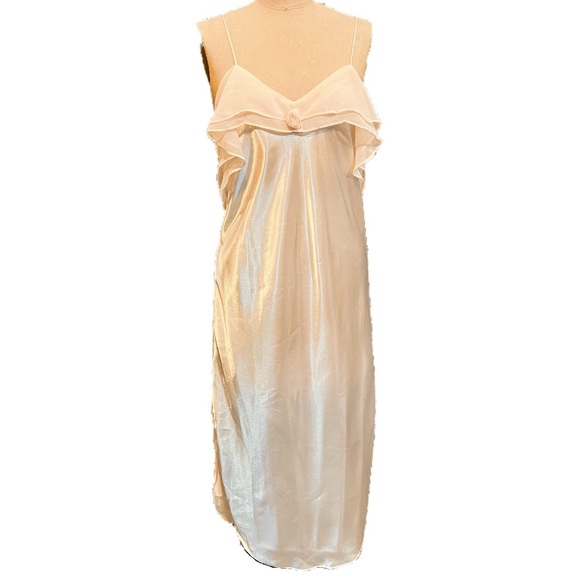 VINTAGE 80s pastel pink maxi nightgown ruffle floral coquette lingerie Victorian - Picture 10 of 16